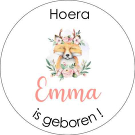 Traktatie stickers geboorte| bos dieren