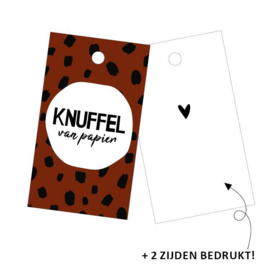 Cadeaulabel - Knuffel van papier - 40x70mm