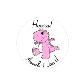 Traktatie stickers | Roze dino