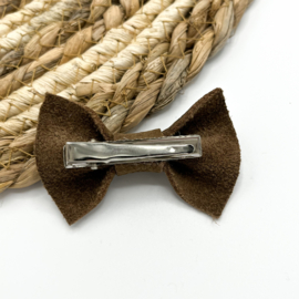 Alligator clip | Strik leer oud bruin | groot