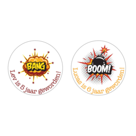 Traktatie stickers | Bang & boom