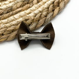 Alligator clip | Strik leer oud bruin | klein