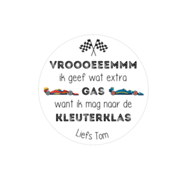 Traktatie stickers | vroooeemmm ik geef wat extra gas...