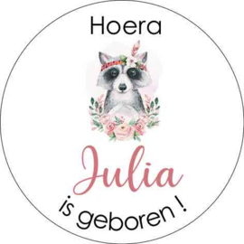 Traktatie stickers geboorte| bos dieren