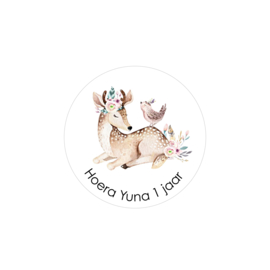 Traktatie stickers | Hertje met vogel