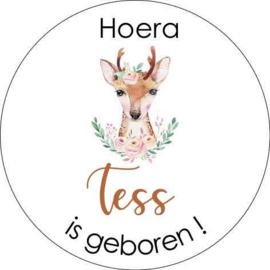 Traktatie stickers geboorte| bos dieren