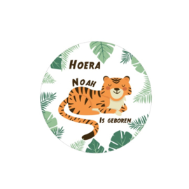 Traktatie stickers | tijger, hoera .... is geboren.
