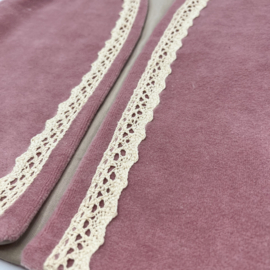 Gilet | velours dusty pink met kante randje
