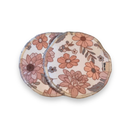 Wasbare zoogcompressen bamboe | 2 stuks  | Floral Kati Peach