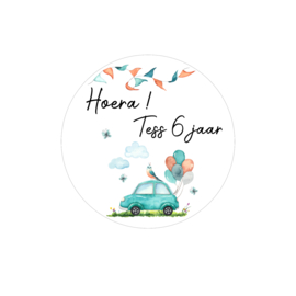 Traktatie stickers | Auto met vogeltje