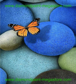 Oranje vlinder boven stenen