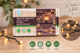 Mini LED lichtjes – warm wit met timer
