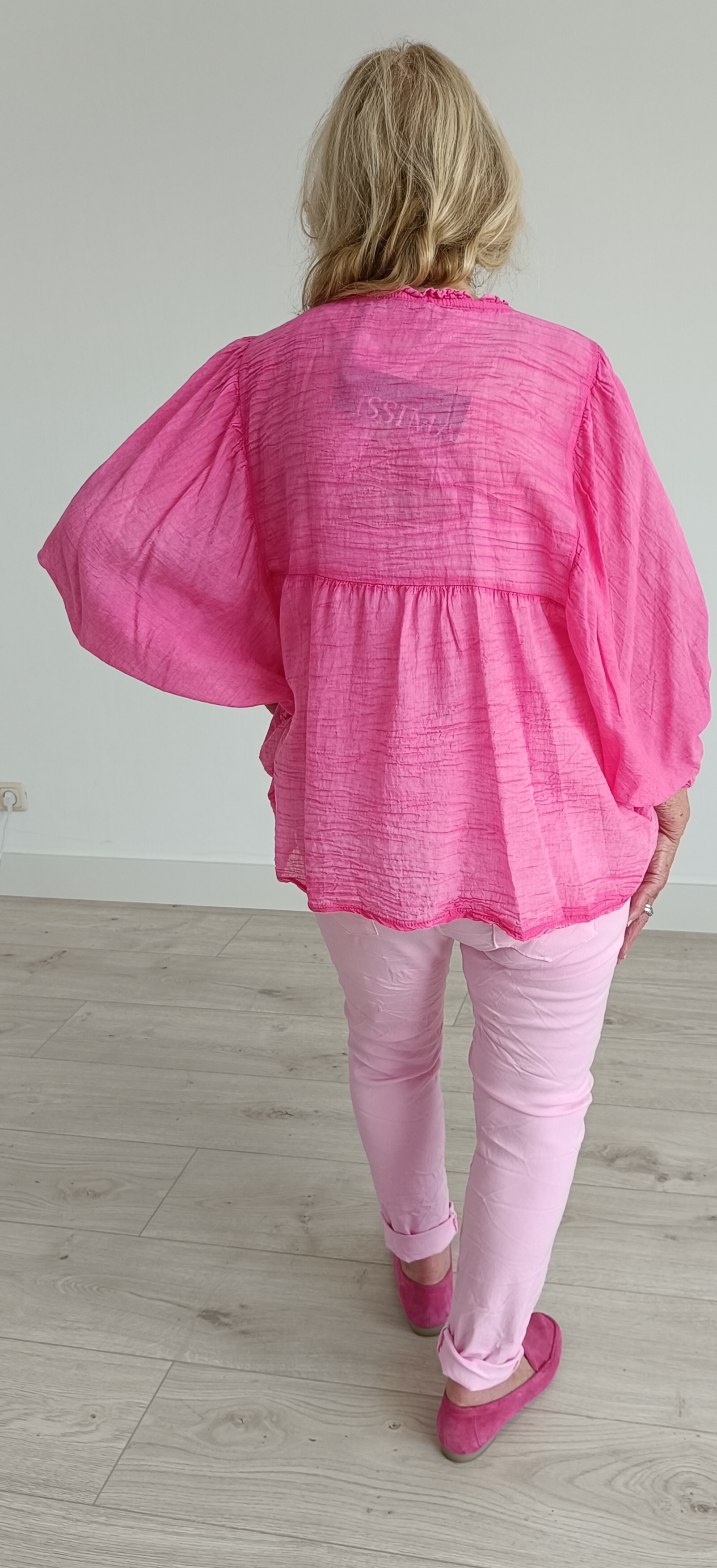 Roze Stretch broek met opdruk