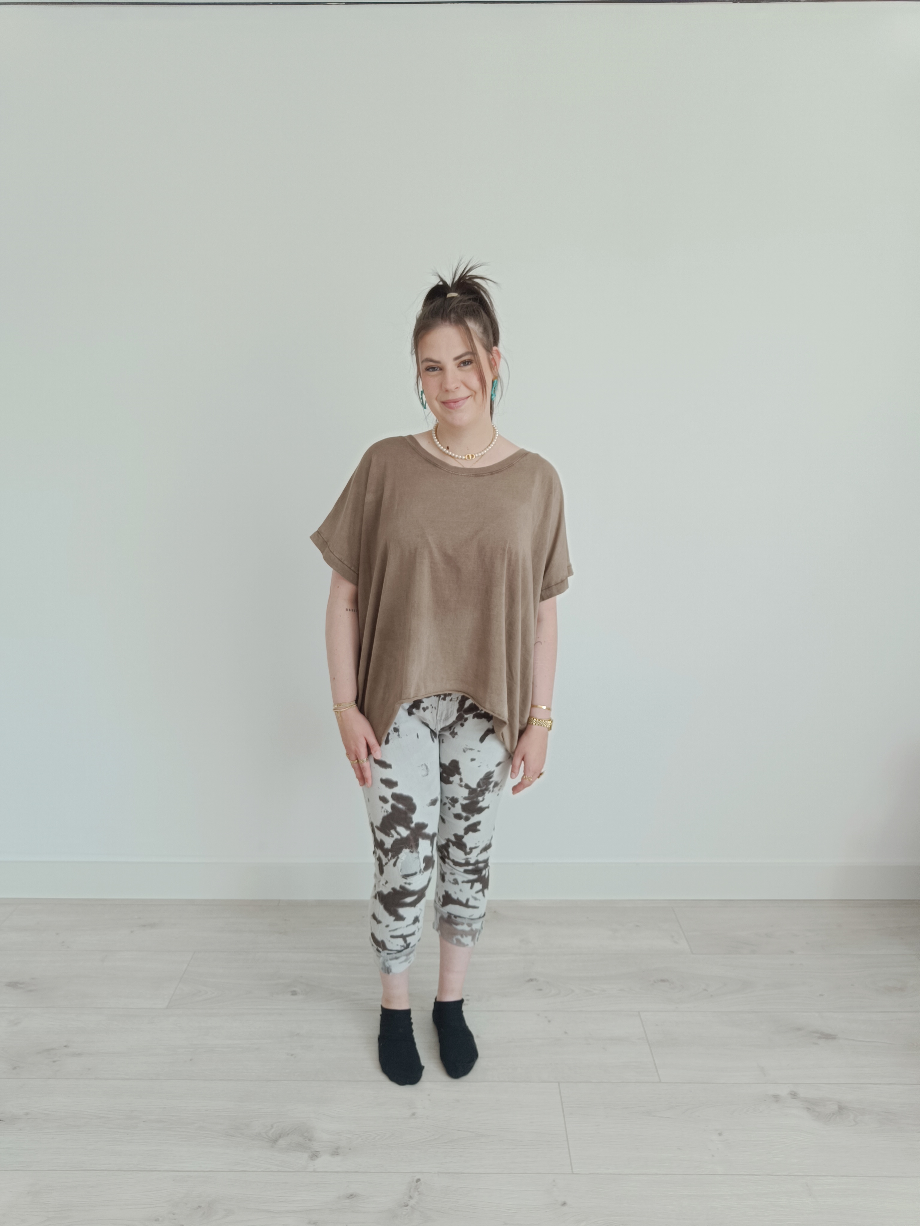 Basis shirt  chocolade  korte mouw