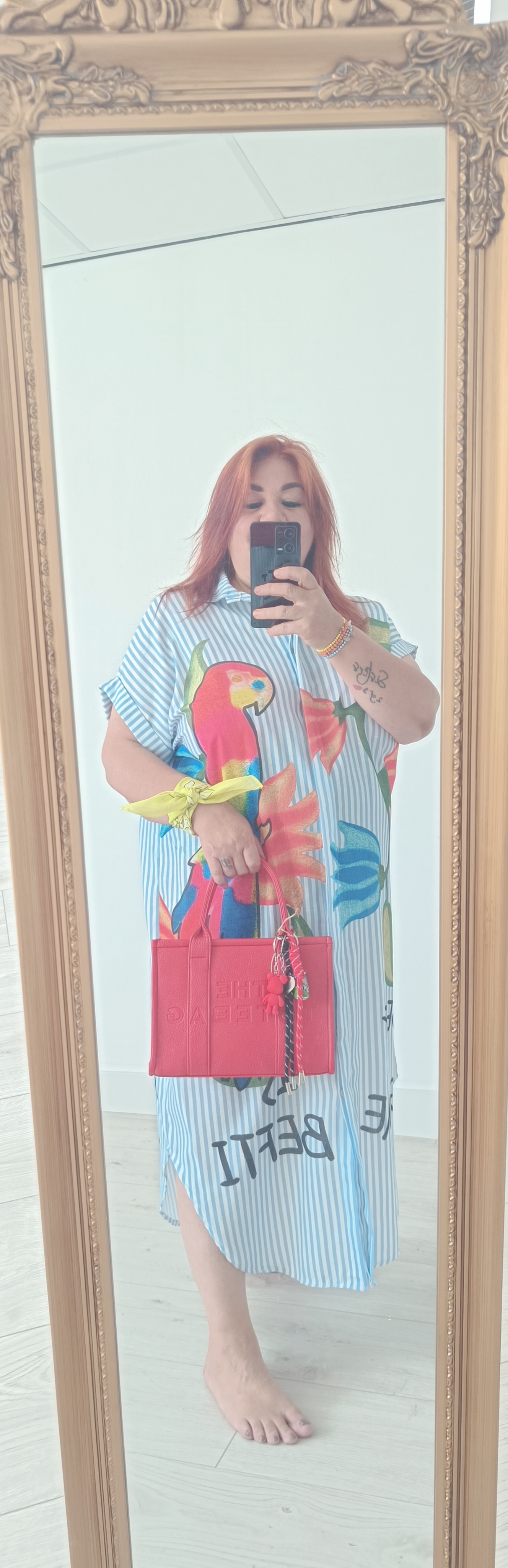 Long dress blauw gestreept