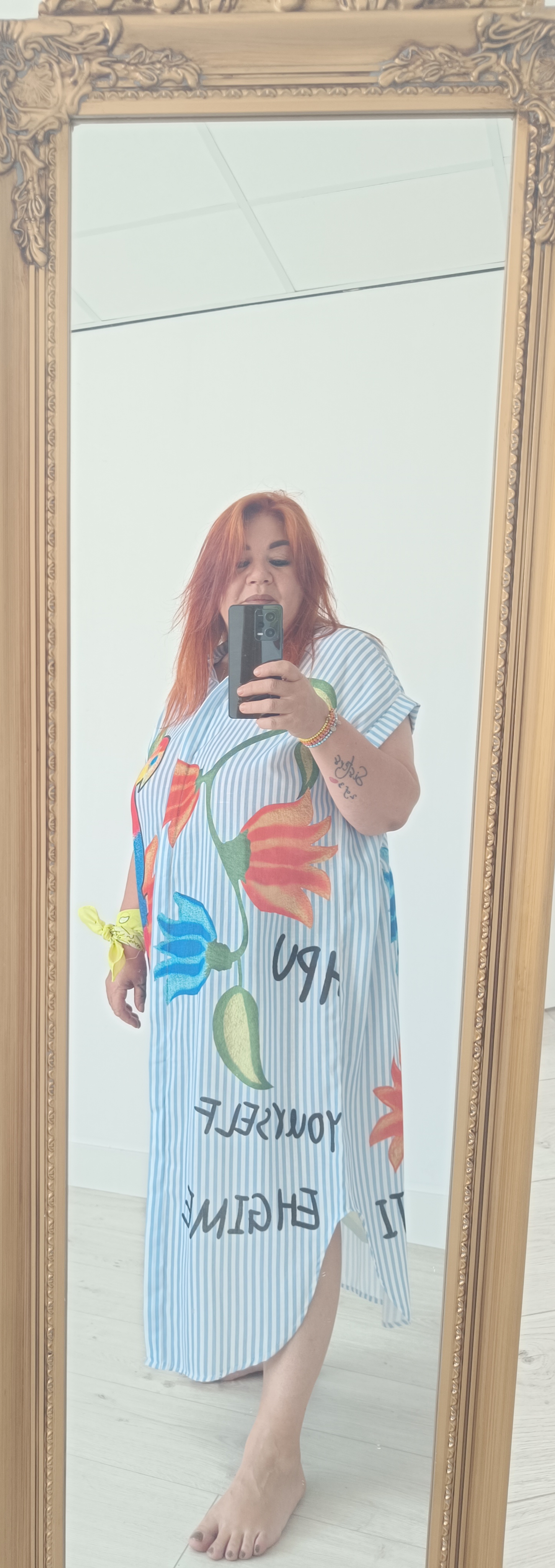 Long dress blauw gestreept