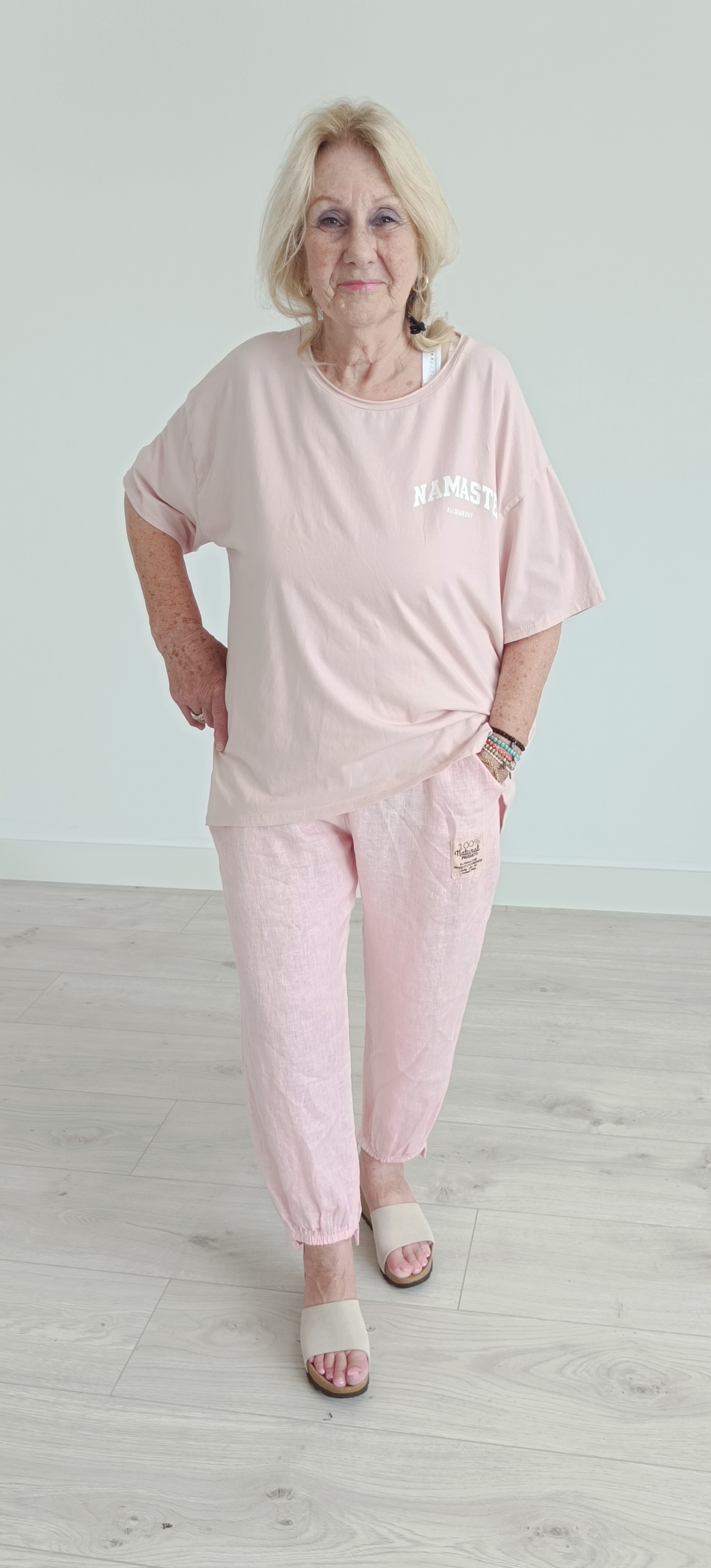 Linnen broek zacht roze