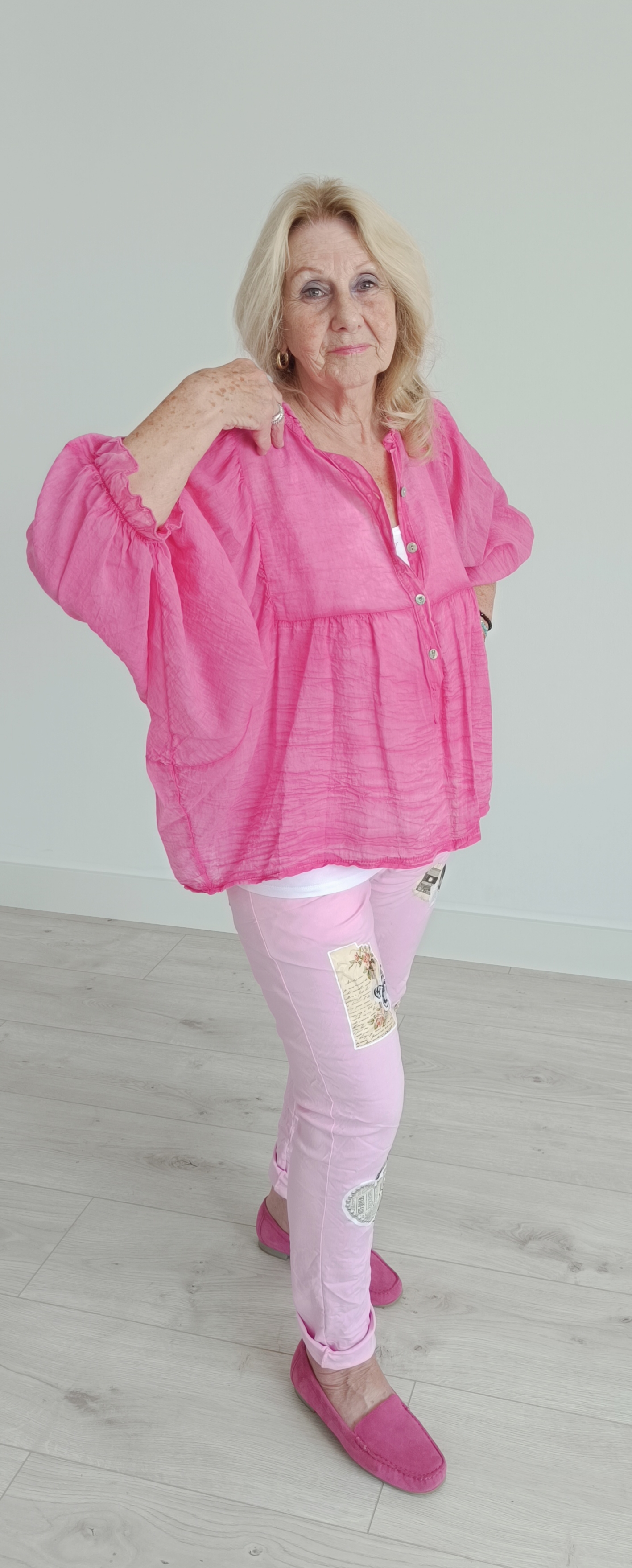 Roze Stretch broek met opdruk