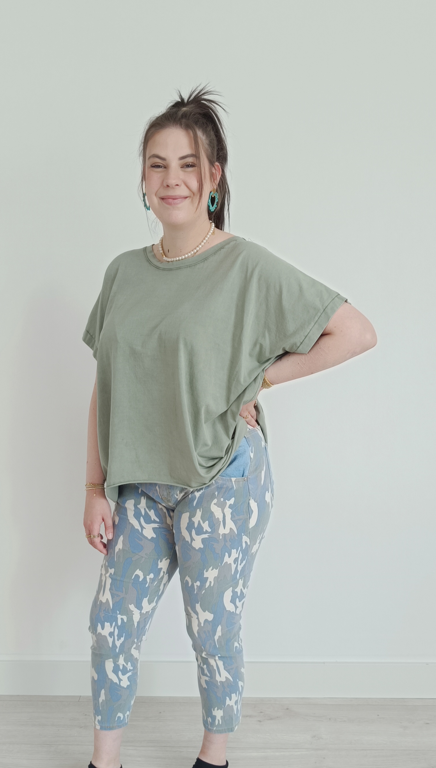 Basis shirt groen korte mouw