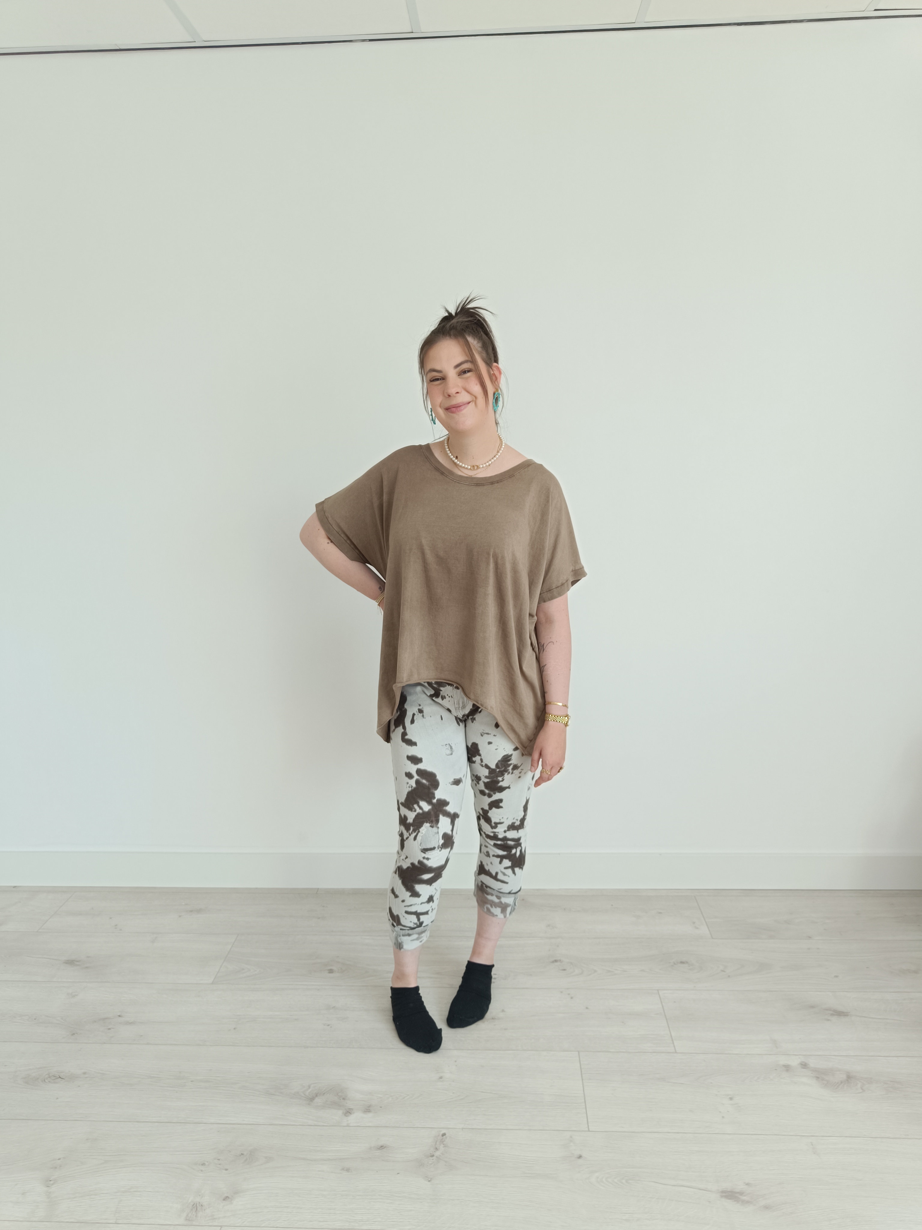 Basis shirt  chocolade  korte mouw