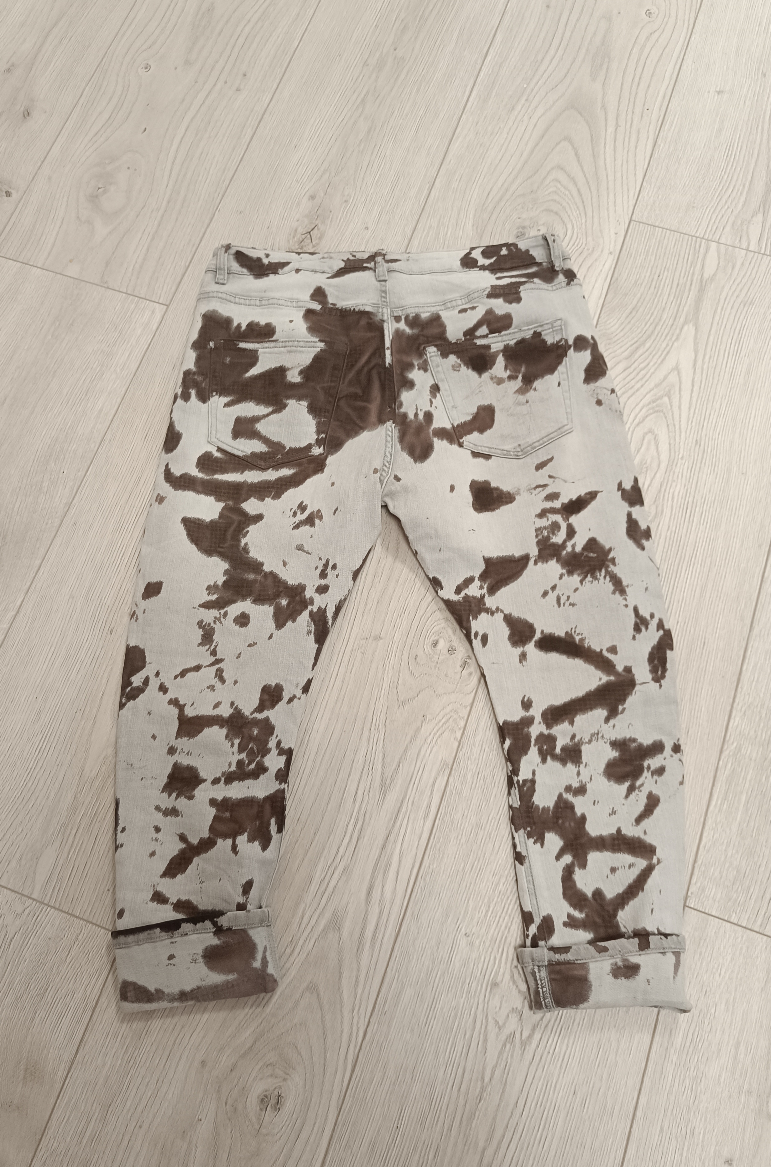 Jeans koeien vlekken choco bruin