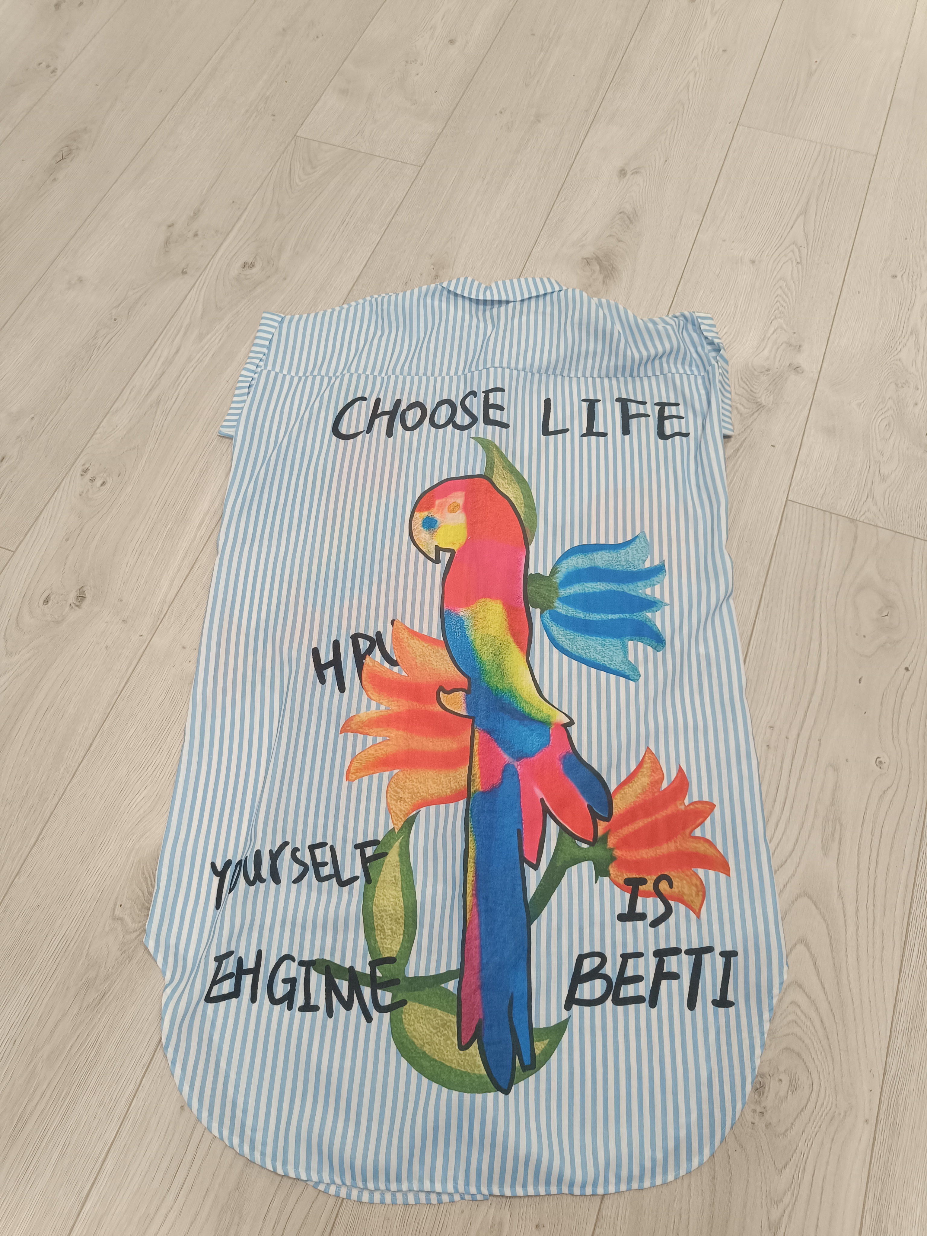 Long dress blauw gestreept