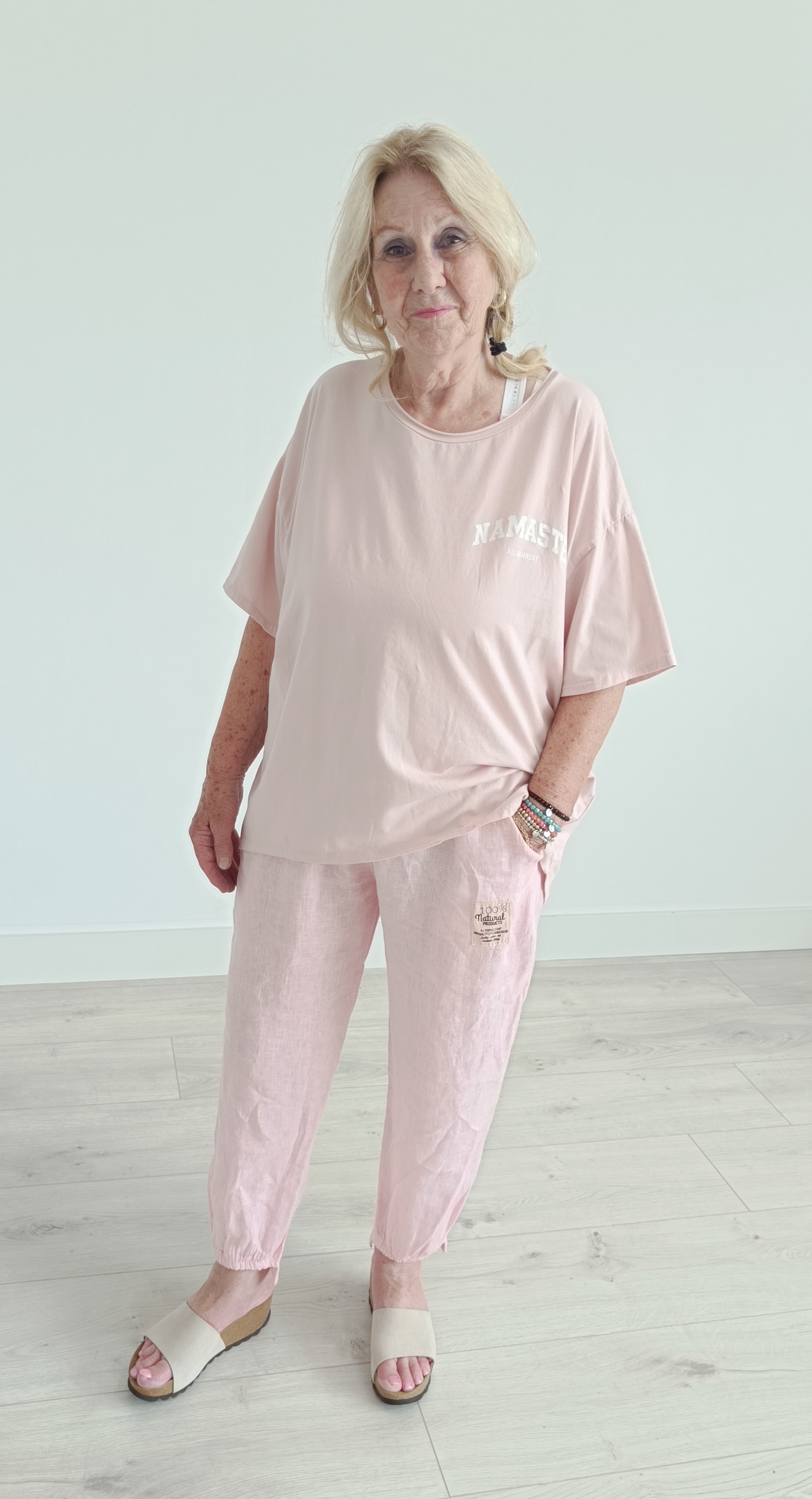 Linnen broek zacht roze