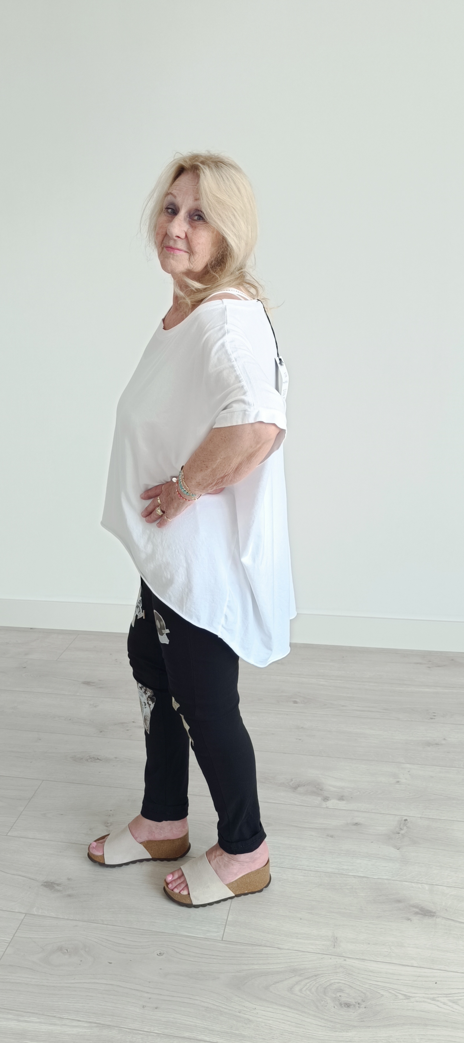 Zwarte stretch broek met opdruk