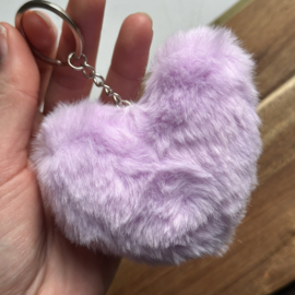 Fluffy Heart Key Chain - Light Purple
