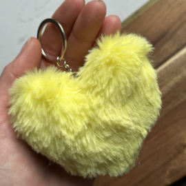 Fluffy Heart Key Chain - Yellow