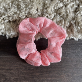 Mesh pink heart  Scrunchie