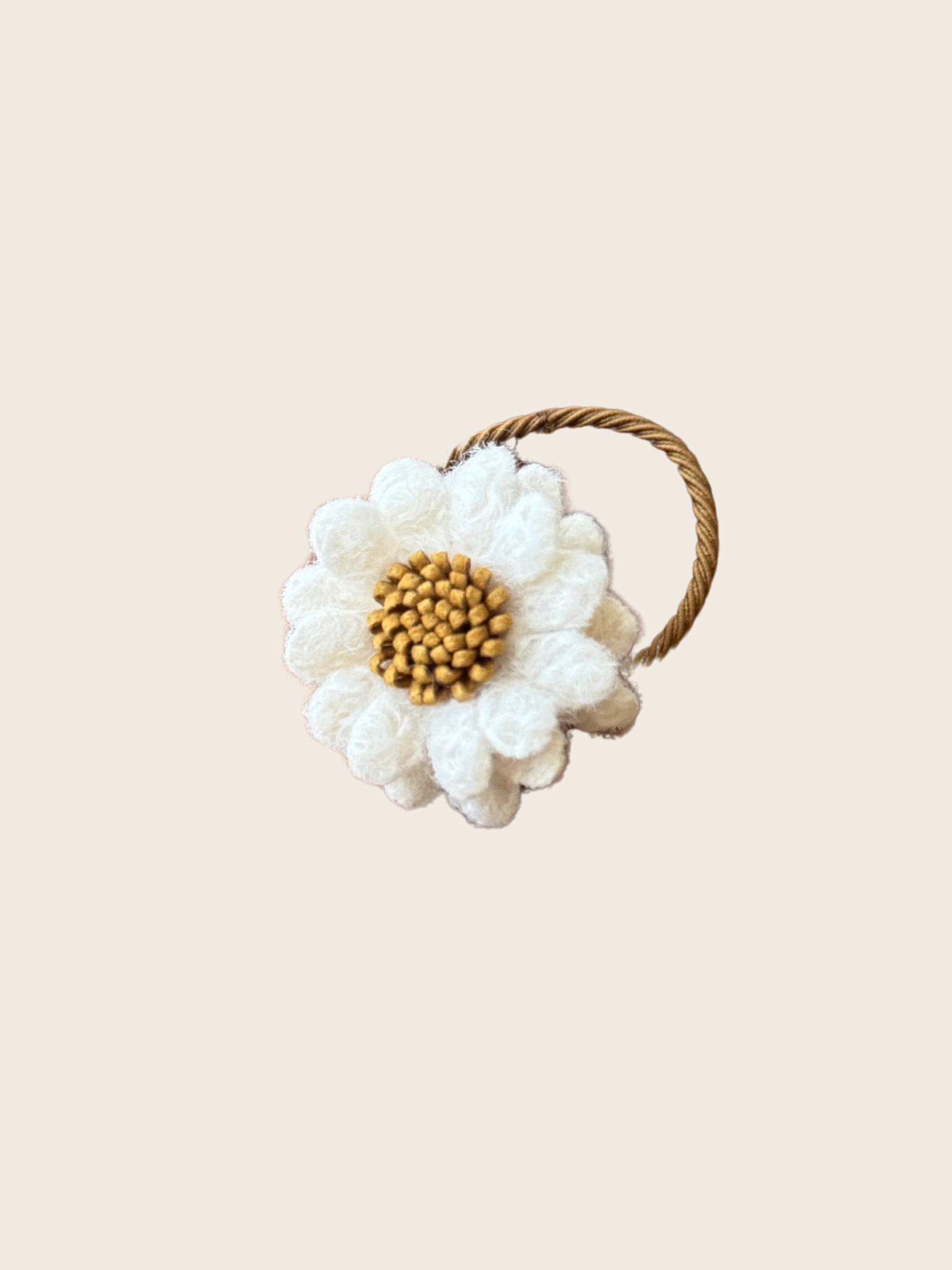Haarelastiek - Wool Flower Naturel