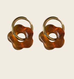 Oorbellen - Flower Brown