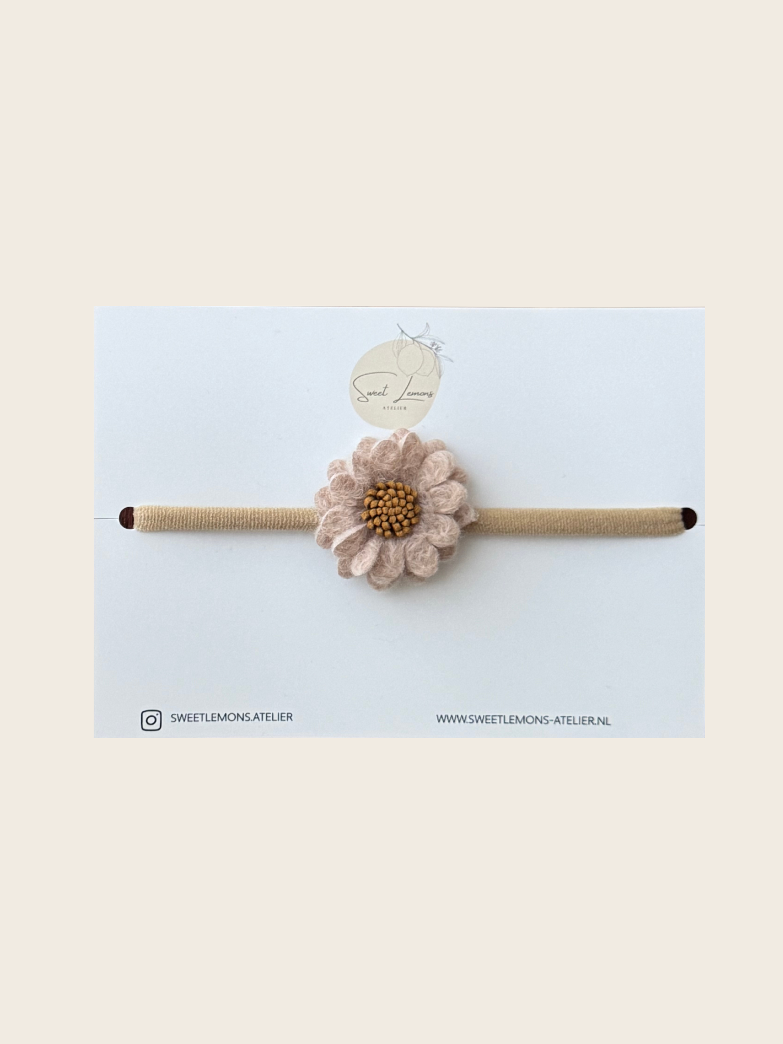 Haarband Wool Flower -  Beige