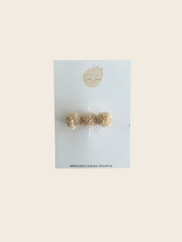 Pompom haarspeldje - Beige