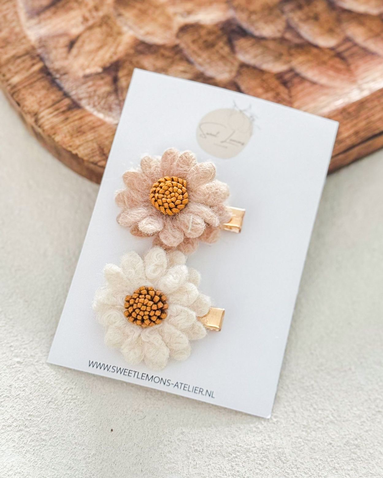 Wool Flower Haarspeldjes - Beige
