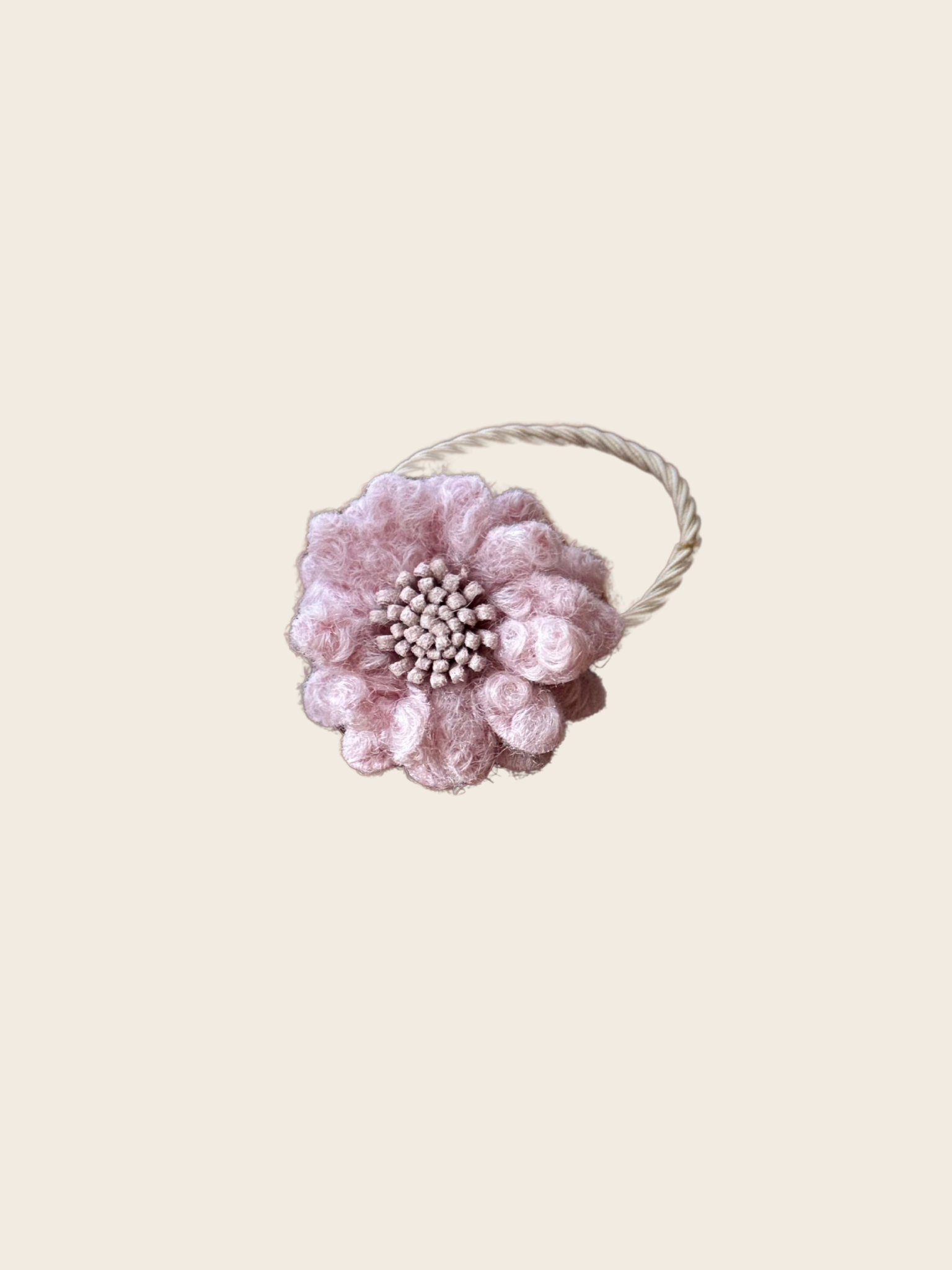 Haarelastiek - Wool Flower Roze