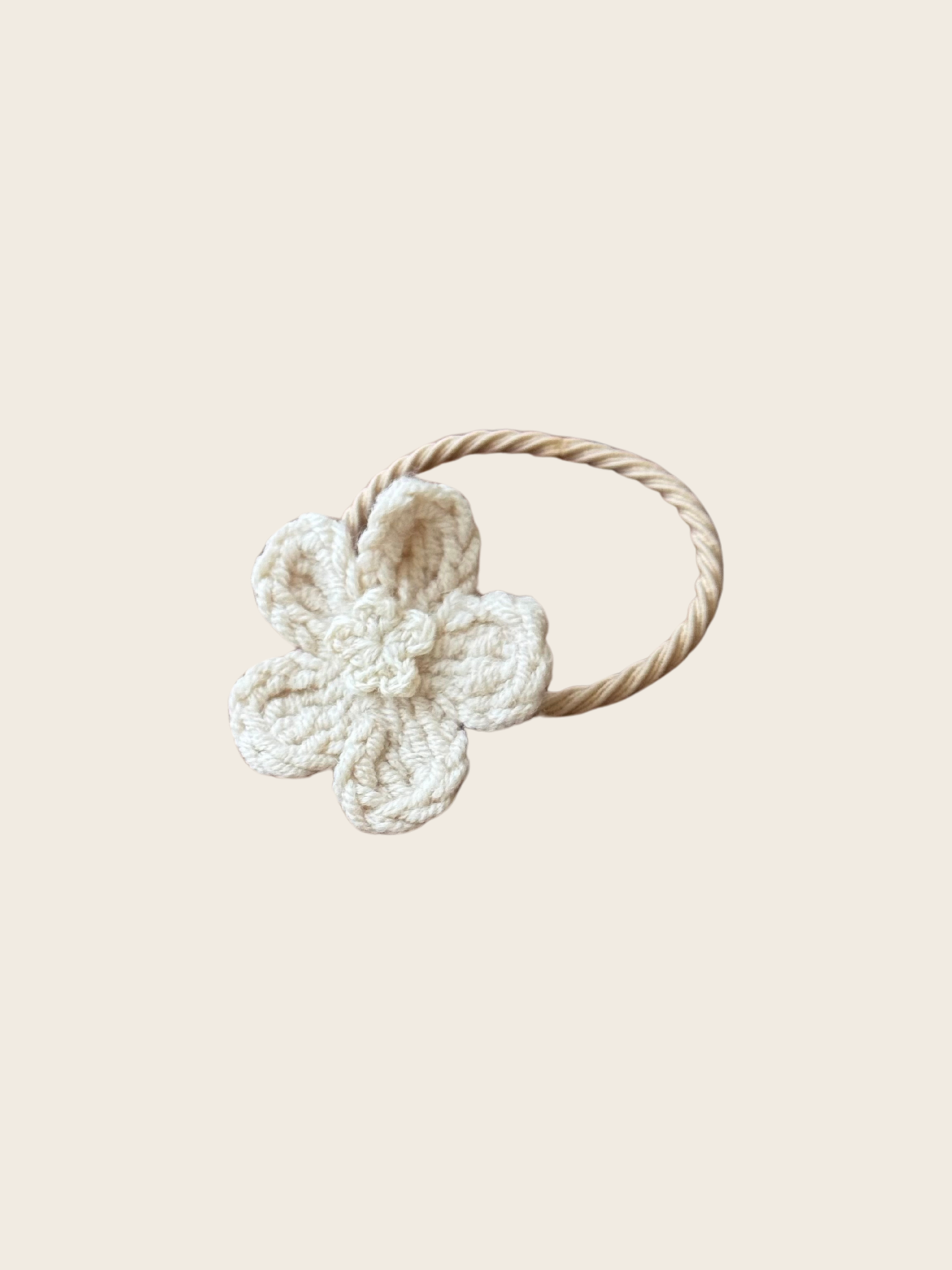 Haarelastiek Crochet Bloem - Beige