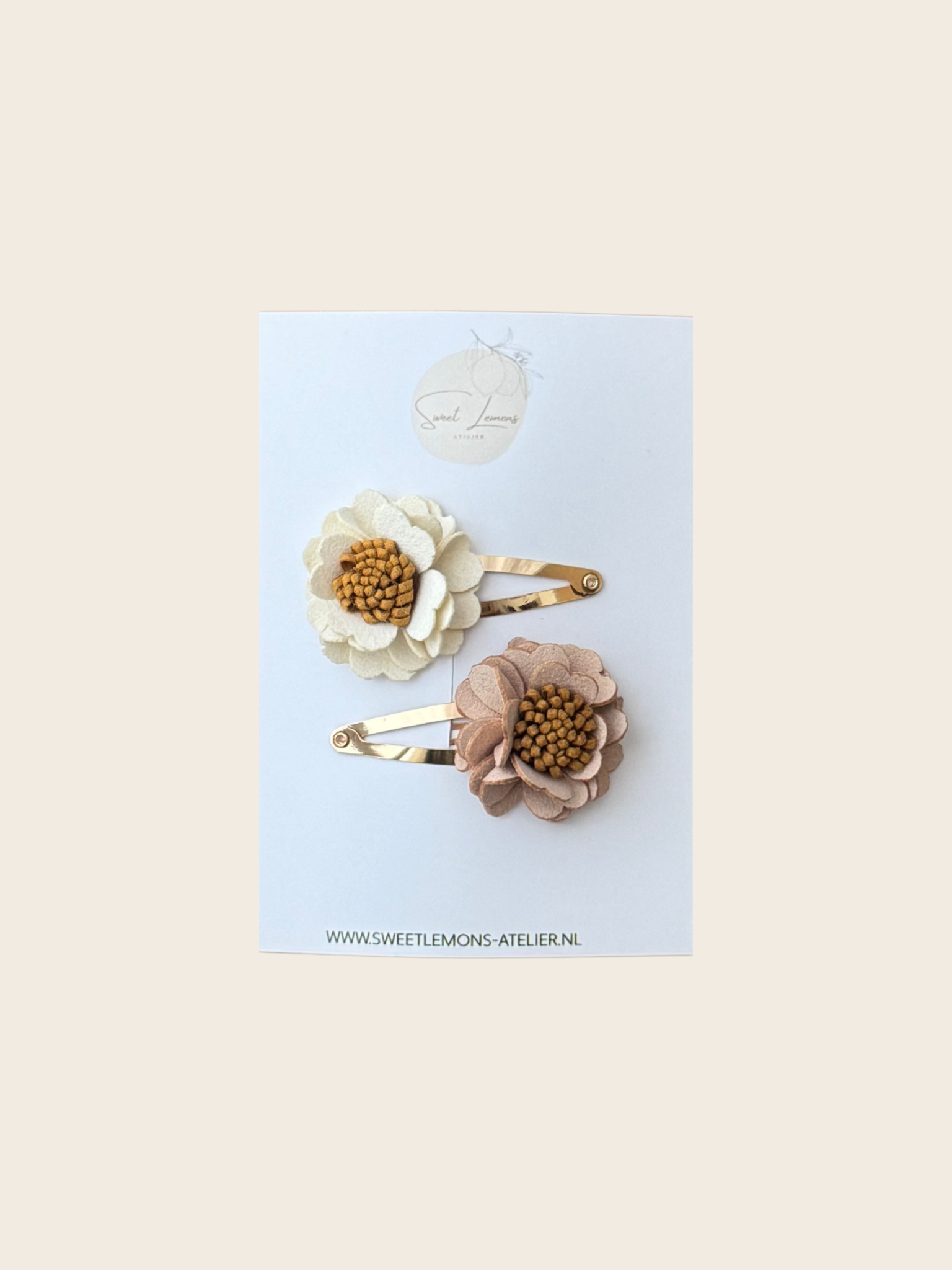 Setje Haarspeldjes - Flowerly Beige