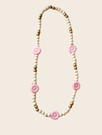 Kinderketting madelief - roze