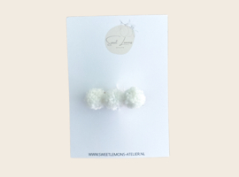 Pompom haarspeldje - White