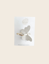 Vlinder haarspeldje - Beige suède
