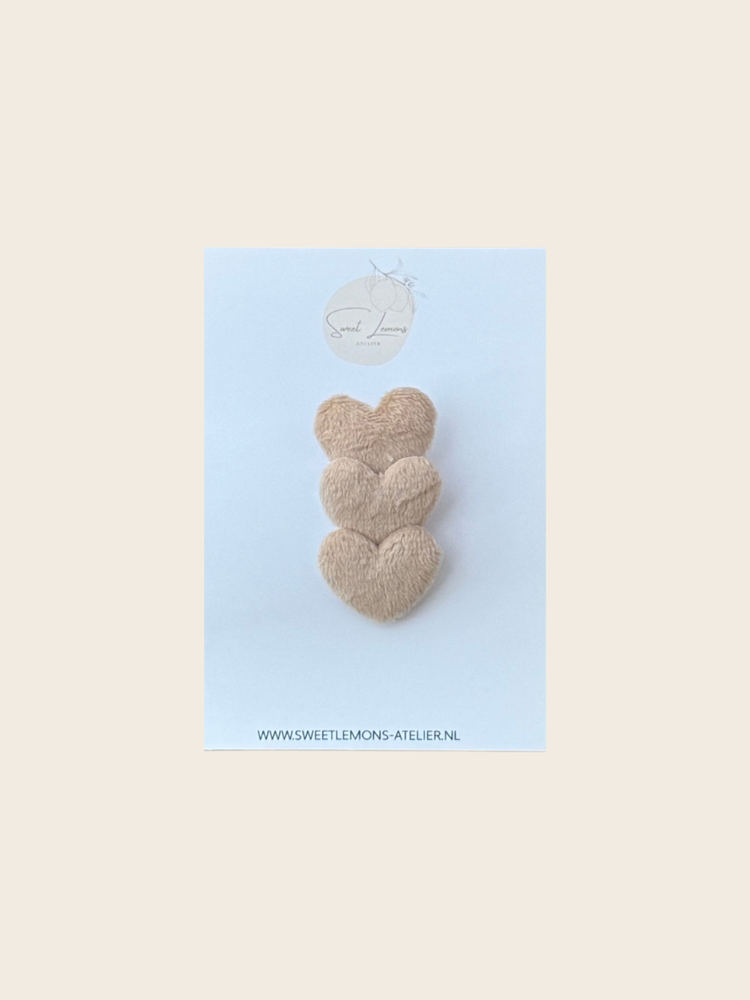 Haarspeldje Suède Hartjes - Beige