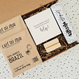 Cadeau voor meester - Mini cadeau koffie - Brievenbus cadeau