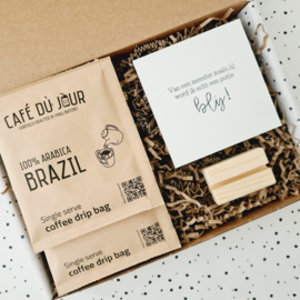 Cadeau voor de meester - Mini cadeautje koffie - Brievenbus cadeau