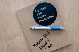 Schrift 'Op naar een nieuw hoofdstuk'