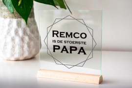 Glasplaatje stoerste papa