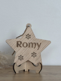 Ster ornament met eigen naam of tekst