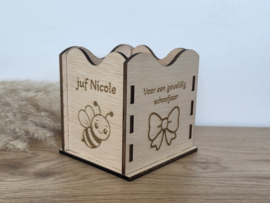 Gepersonaliseerde houten pennenhouder