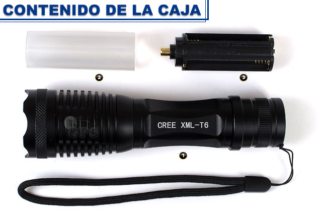 Cree zaklamp XML T6 High Power Led 2000 Lumen - Zwart